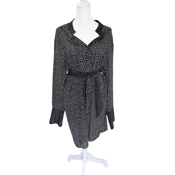 VTG Diane von Furstenberg 100% Silk Polka Dot Long Sleeve Button Up Dress M - Picture 1 of 10